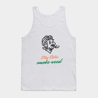 stay calm smoke weed Mario classic cartoon Tank Top